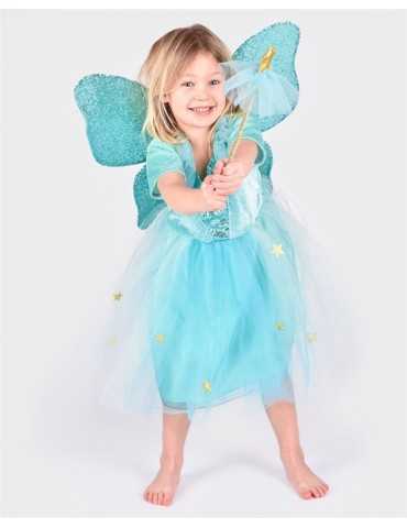 Στολή light blue Fairy με φτερά και ραβδί
